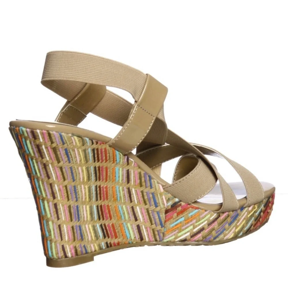 Charles by Charles David “Legit” Wedge Sandals 8 NWOT Espadrilles Stacked Heels
